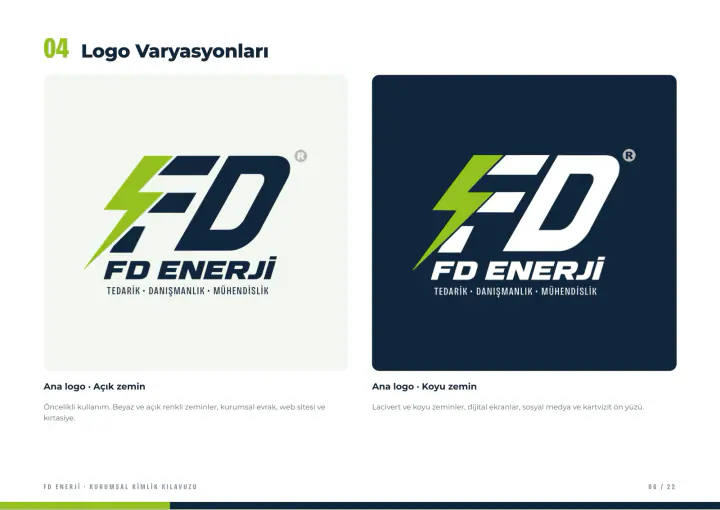 FD Enerji · Logo & Kurumsal Kimlik: Kurumsal kimlik kılavuzu, sayfa 6