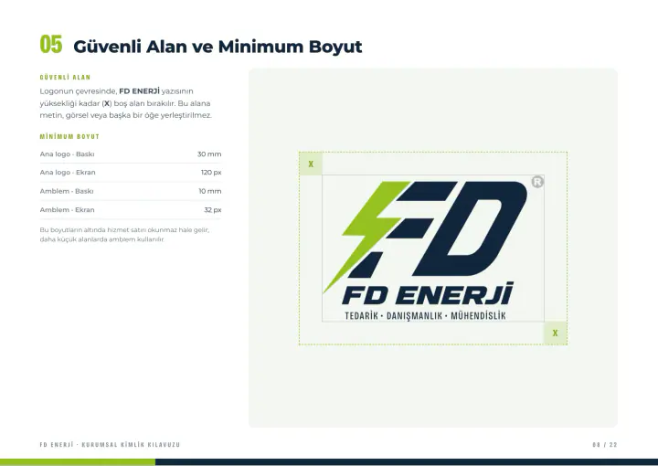 FD Enerji · Logo & Kurumsal Kimlik: Kurumsal kimlik kılavuzu, sayfa 8