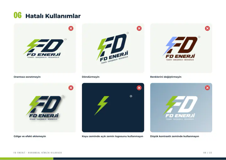 FD Enerji · Logo & Kurumsal Kimlik: Kurumsal kimlik kılavuzu, sayfa 9