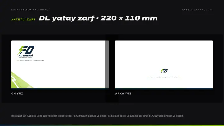 FD Enerji · Logo & Kurumsal Kimlik: Antetli zarf, sayfa 1