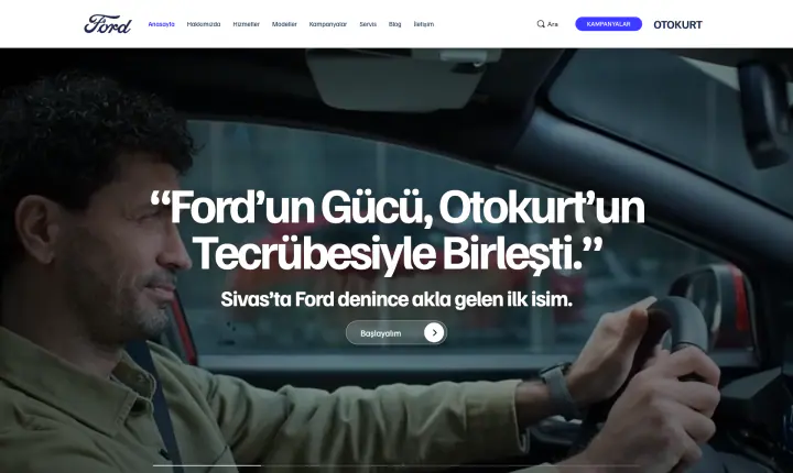 Ford Otokurt · Web Sitesi: Ekran görüntüleri, anasayfa