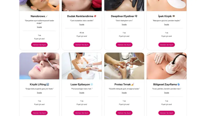 Lia Güzellik Merkezi · Web Sitesi: Ekran görüntüleri, bölüm 3