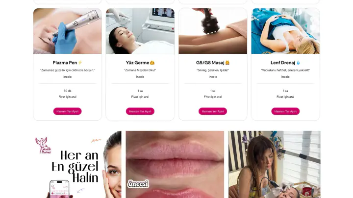 Lia Güzellik Merkezi · Web Sitesi: Ekran görüntüleri, bölüm 4
