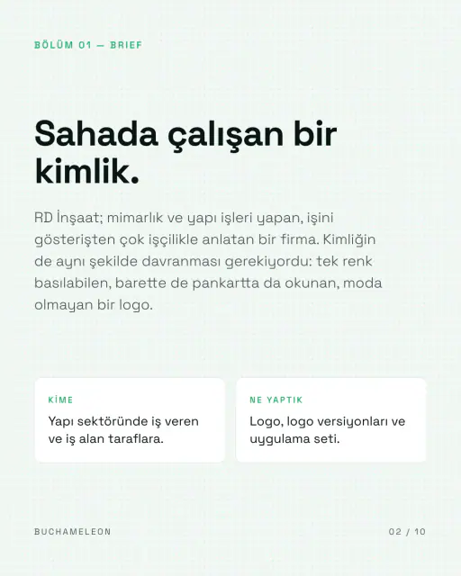 RD İnşaat · Logo & Kurumsal Kimlik: Marka tanıtım carousel’i 2