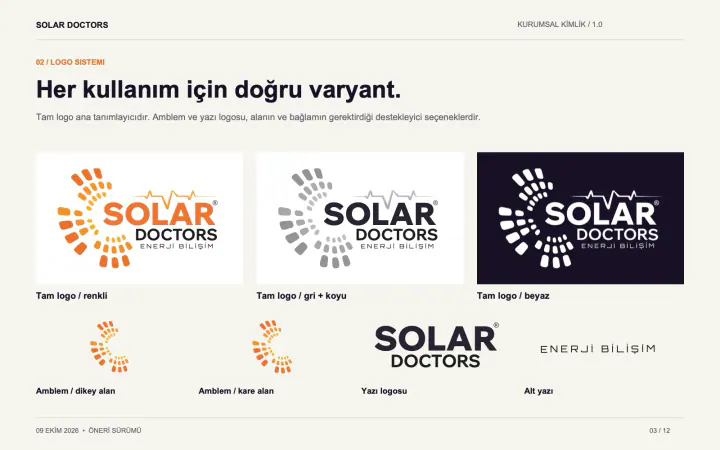 Solar Doctors · Logo & Kurumsal Kimlik: Kurumsal kimlik kılavuzu, sayfa 3