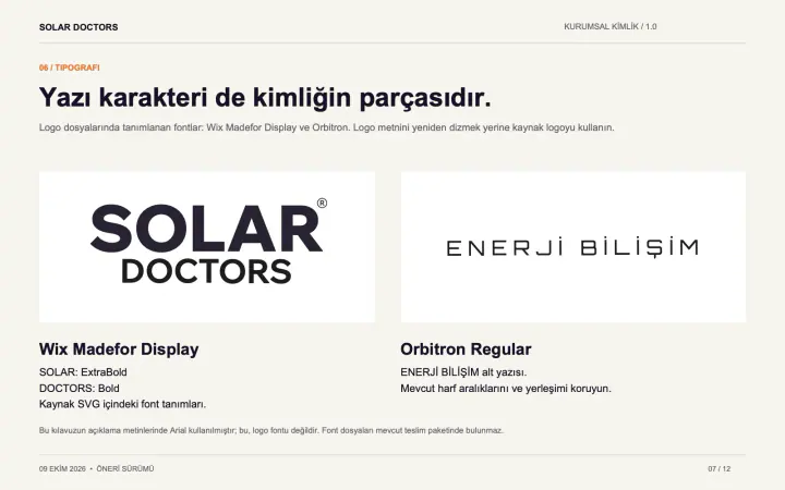 Solar Doctors · Logo & Kurumsal Kimlik: Kurumsal kimlik kılavuzu, sayfa 7