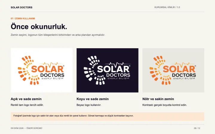 Solar Doctors · Logo & Kurumsal Kimlik: Kurumsal kimlik kılavuzu, sayfa 8