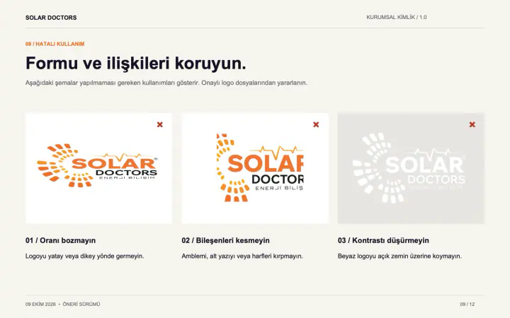 Solar Doctors · Logo & Kurumsal Kimlik: Kurumsal kimlik kılavuzu, sayfa 9