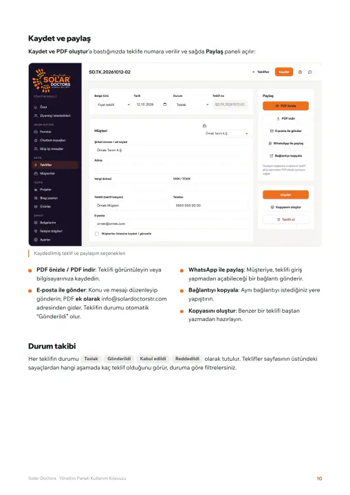 Solar Doctors · Web Sitesi: Yönetim paneli kullanım kılavuzu, sayfa 10