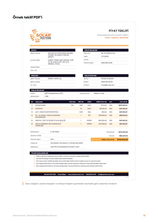 Solar Doctors · Web Sitesi: Yönetim paneli kullanım kılavuzu, sayfa 11