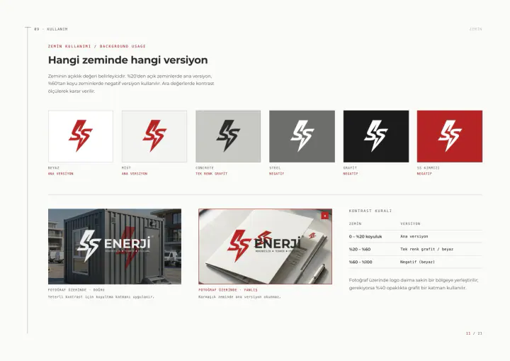 SS Enerji · Logo & Kurumsal Kimlik: Kurumsal kimlik kılavuzu, sayfa 11